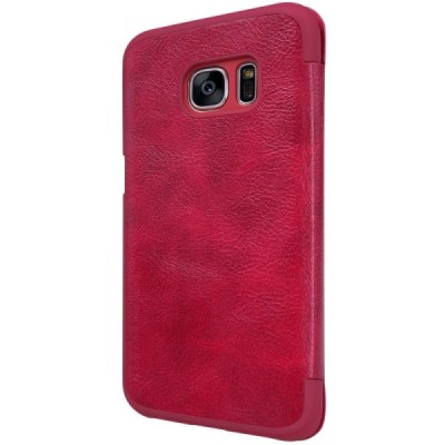 Prabangus „Nillkin“ Qin serijos raudonas odinis atverčiamas Samsung Galaxy S7 (G930) dėklas / Priedai.lt