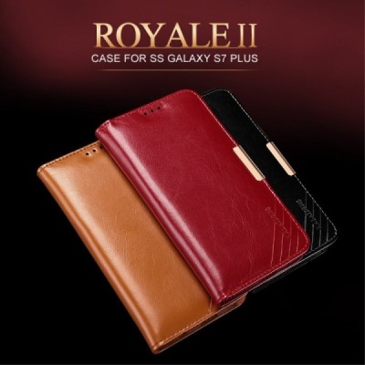 „Kalaideng“ Royale atverčiamas rudas odinis Samsung Galaxy S7 Edge (G935) dėklas / Priedai.lt