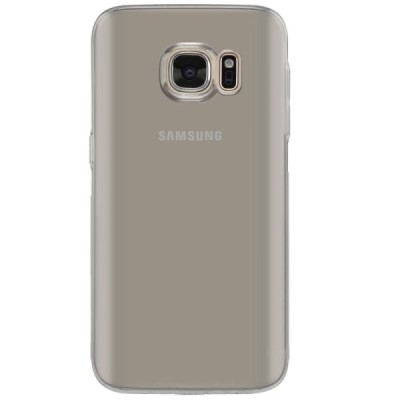Samsung Galaxy S7 (G930) skaidrus (permatomas) kieto silikono TPU ploniausias pasaulyje pilkas dėklas / Priedai.lt