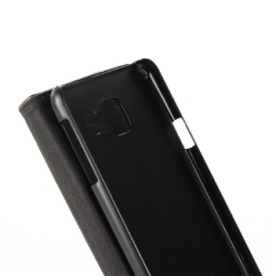 Samsung Galaxy A3 (2016) atverčiamas juodas odinis retro dėklas - piniginė / Priedai.lt