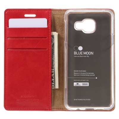 Mercury Blue Moon atverčiamas Samsung Galaxy A3 (2016) raudonas odinis dėklas - piniginė / Priedai.lt