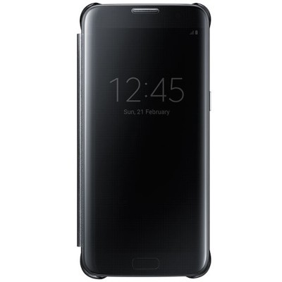 Samsung Galaxy S7 (G930) originalus Clear View Cover atverčiamas juodas dėklas / Priedai.lt