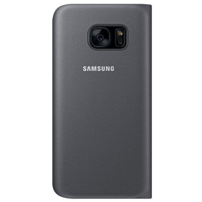 Samsung Galaxy S7 G930 originalus S View Cover atverčiamas juodas dėklas su langeliu / Priedai.lt