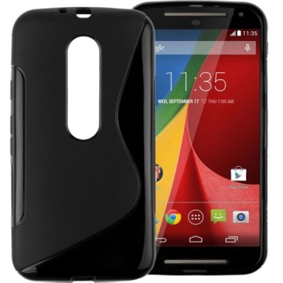 Motorola Moto G 3 kartos (Gen 3) kieto silikono TPU juodas dėklas - nugarėlė / Priedai.lt