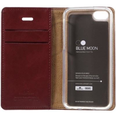 Mercury Blue Moon atverčiamas iPhone 5c bordo odinis dėklas - piniginė / Priedai.lt