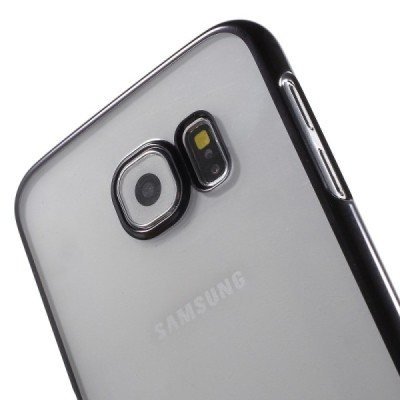 Samsung Galaxy S6 (G920) plastikinis skaidrus permatomas juodas dėklas / Priedai.lt