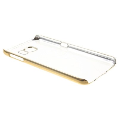 Samsung Galaxy S6 (G920) plastikinis skaidrus permatomas auksinis dėklas / Priedai.lt