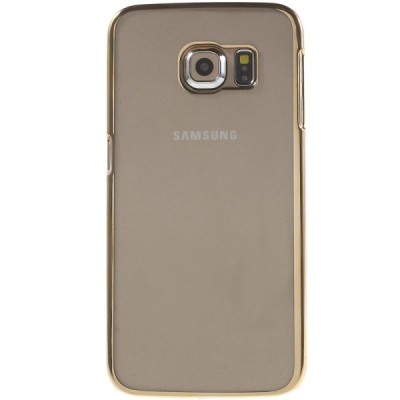 Samsung Galaxy S6 Edge (G925) plastikinis skaidrus permatomas auksinis dėklas / Priedai.lt