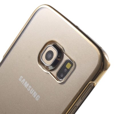 Samsung Galaxy S6 Edge (G925) plastikinis skaidrus permatomas auksinis dėklas / Priedai.lt