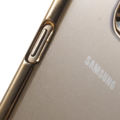 Samsung Galaxy S6 Edge (G925) plastikinis skaidrus permatomas auksinis dėklas / Priedai.lt
