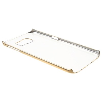 Samsung Galaxy S6 Edge (G925) plastikinis skaidrus permatomas auksinis dėklas / Priedai.lt
