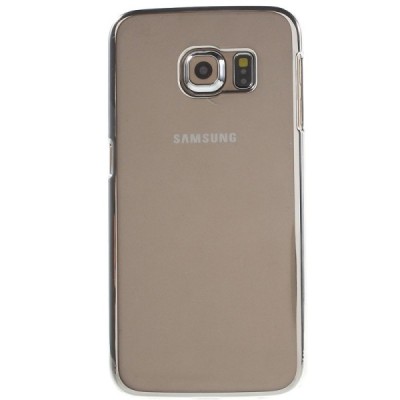 Samsung Galaxy S6 Edge (G925) plastikinis skaidrus permatomas sidabrinis dėklas / Priedai.lt