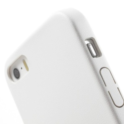 Apple iPhone SE (5, 5s) baltas odinis Slim Leather itin plonas dėklas - nugarėlė / Priedai.lt