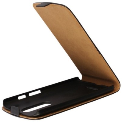 Motorola Moto X Force klasikinis vertikaliai atverčiamas juodas odinis dėklas / Priedai.lt