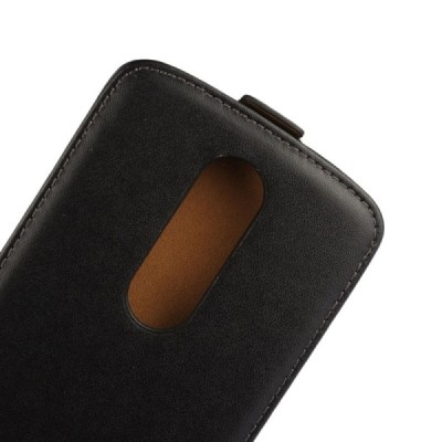 Motorola Moto X Force klasikinis vertikaliai atverčiamas juodas odinis dėklas / Priedai.lt
