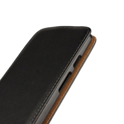 Motorola Moto X Force klasikinis vertikaliai atverčiamas juodas odinis dėklas / Priedai.lt
