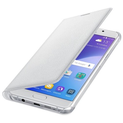 Samsung Galaxy A5 (2016) A510 originalus Flip Wallet Cover atverčiamas baltas odinis dėklas - piniginė / Priedai.lt