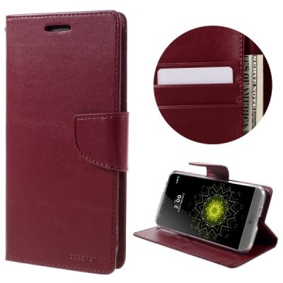 „Mercury“ Bravo Diary atverčiamas LG G5 bordo odinis dėklas - piniginė / Priedai.lt