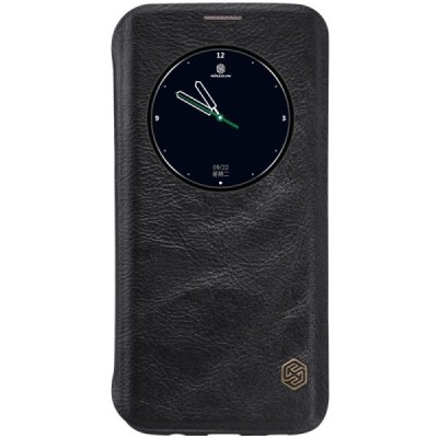 Prabangus „Nillkin“ Qin serijos juodas odinis atverčiamas Samsung Galaxy S7 Edge (G935) dėklas / Priedai.lt