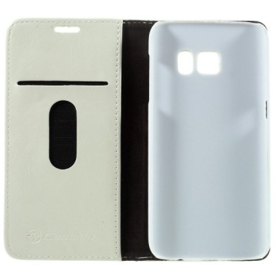 Samsung Galaxy S7 (G930) „CaseMe“ solidus atverčiamas baltas odinis dėklas - knygutė / Priedai.lt