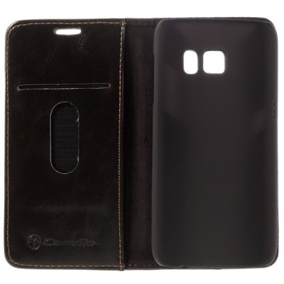 Samsung Galaxy S7 (G930) „CaseMe“ solidus atverčiamas rudas odinis dėklas - knygutė / Priedai.lt