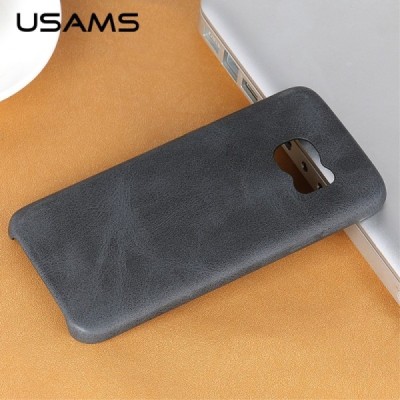 „USAMS“ Slim Leather Samsung Galaxy S7 G930F juodas odinis dėklas - nugarėlė / Priedai.lt