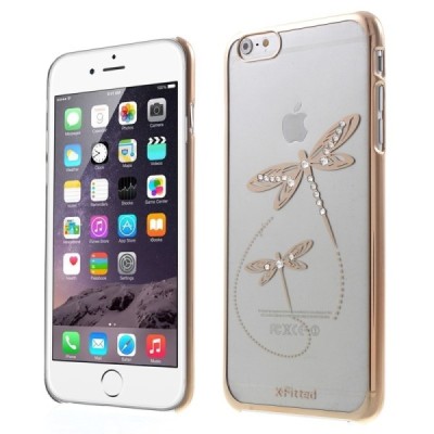 Apple iPhone 6 Plus (6s Plus) X-Fitted Crystal Icon Pro Dragonfly Swarovski plastikinis skaidrus permatomas auksinis dėklas su k