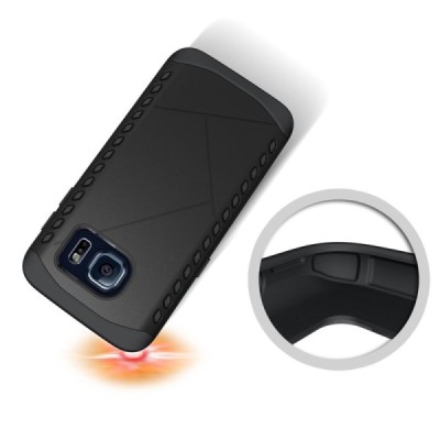 Sustiprintos apsaugos Samsung Galaxy S7 G930 juodas kieto silikono (TPU) ir plastiko dėklas / Priedai.lt