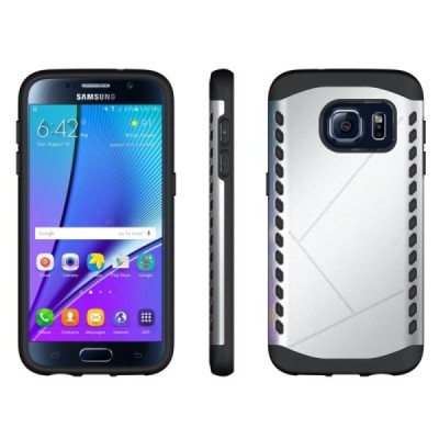 Sustiprintos apsaugos Samsung Galaxy S7 G930 sidabrinis kieto silikono (TPU) ir plastiko dėklas / Priedai.lt