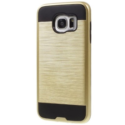 Sustiprintos apsaugos Samsung Galaxy S7 edge G935 auksinis kieto silikono (TPU) ir plastiko dėklas / Priedai.lt