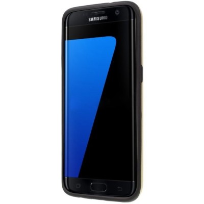 Sustiprintos apsaugos Samsung Galaxy S7 edge G935 auksinis kieto silikono (TPU) ir plastiko dėklas / Priedai.lt