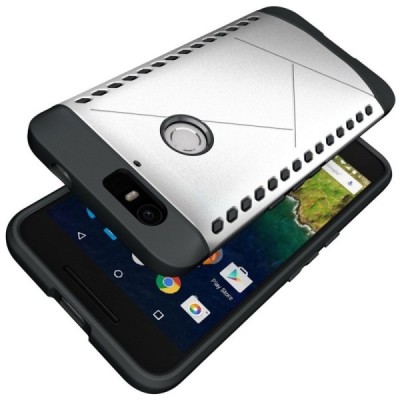 Sustiprintos apsaugos Samsung Huawei Nexus 6P sidabrinis kieto silikono (TPU) ir plastiko dėklas / Priedai.lt