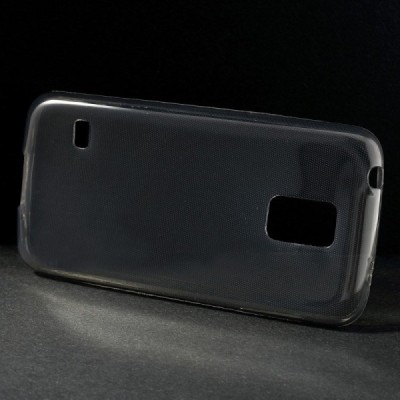 Samsung Galaxy S5 mini G800 skaidrus (permatomas), pilkas kieto silikono TPU ploniausias pasaulyje dėklas / Priedai.lt