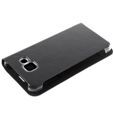 Samsung Galaxy A3 (2016) A310 juodas odinis atverčiamas Smart Wallet dėklas - piniginė / Priedai.lt
