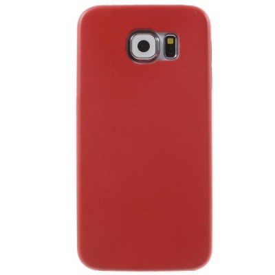 Slim Leather Samsung Galaxy S6 G920F raudonas odinis dėklas - nugarėlė / Priedai.lt