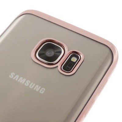 Samsung Galaxy S7 (G930) Silikoninis skaidrus dėklas, rožinis / Priedai.lt