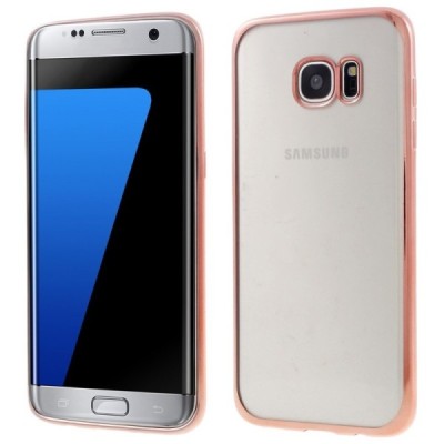 Samsung Galaxy S7 edge (G935) Silikoninis skaidrus dėklas, rožinis / Priedai.lt