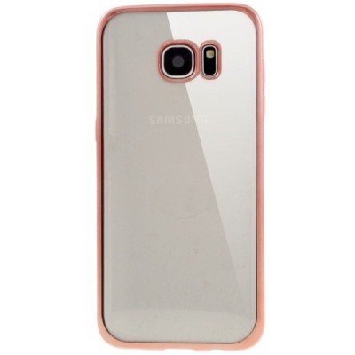 Samsung Galaxy S7 edge (G935) Silikoninis skaidrus dėklas, rožinis / Priedai.lt