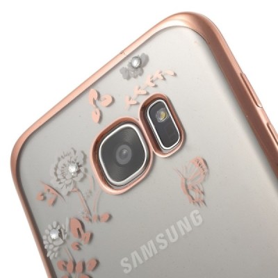 Samsung Galaxy S7 edge (G935) „Nature“ silikoninis skaidrus dėklas, rožinis / Priedai.lt