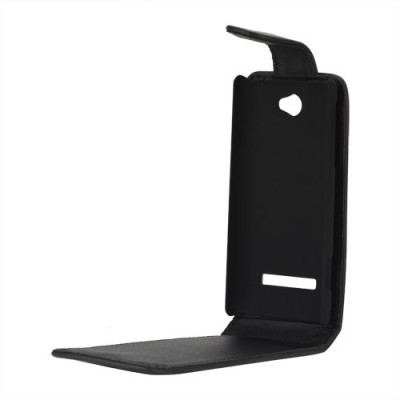 Atverčiamas HTC Windows Phone 8S juodas odinis dėklas / Priedai.lt