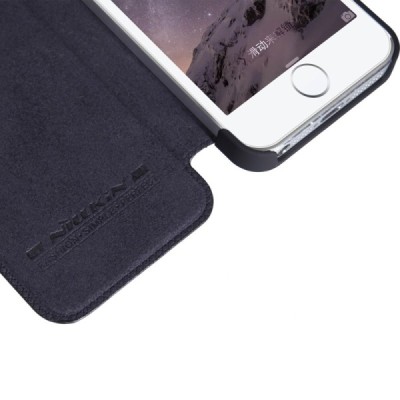 Prabangus „Nillkin“ Qin serijos juodas odinis atverčiamas Apple iPhone 5 (5s, SE) dėklas / Priedai.lt