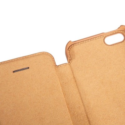 Prabangus „Nillkin“ Qin serijos rudas odinis atverčiamas Apple iPhone 5 (5s, SE) dėklas / Priedai.lt