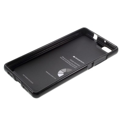 Huawei P8 Lite Mercury juodas kieto silikono TPU dėklas - nugarėlė / Priedai.lt
