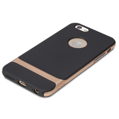 „Rock“ Royce sustiprintos apsaugos Apple iPhone 6 (6s) juodas aukso spalvos apvadais kieto silikono (TPU) ir plastiko dėklas / P