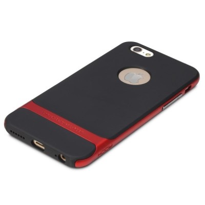 „Rock“ Royce sustiprintos apsaugos Apple iPhone 6 (6s) juodas raudonos spalvos apvadais kieto silikono (TPU) ir plastiko dėklas 