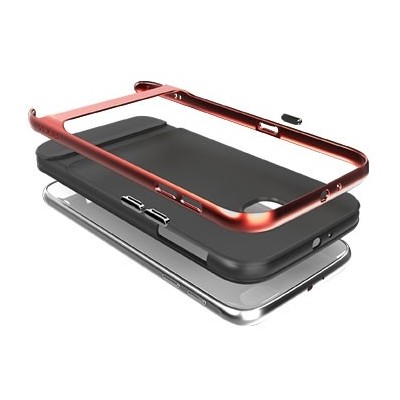 „Rock“ Royce sustiprintos apsaugos Apple iPhone 6 (6s) juodas raudonos spalvos apvadais kieto silikono (TPU) ir plastiko dėklas 