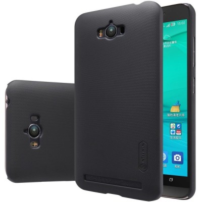 Asus Zenfone Max (ZC550KL) Nillkin Frosted Shield juodas plastikinis dėklas + apsauginė ekrano plėvelė / Priedai.lt