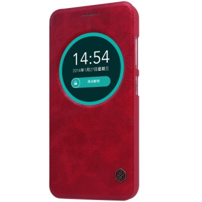 Prabangus „Nillkin“ Qin serijos raudonas odinis atverčiamas Asus Zenfone Max (ZC550KL) dėklas - knygutė / Priedai.lt