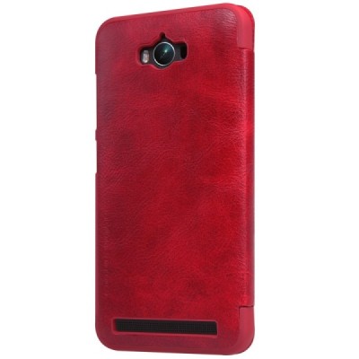 Prabangus „Nillkin“ Qin serijos raudonas odinis atverčiamas Asus Zenfone Max (ZC550KL) dėklas - knygutė / Priedai.lt