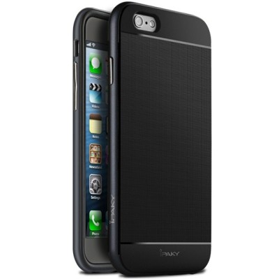 Apple iPhone 6 / 6s „IPAKY“ kieto silikono TPU juodas (juodais apvadais) dėklas - nugarėlė / Priedai.lt